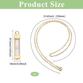 CHGCRAFT Urn Glass Hourglass Necklaces Cremation Pendant Necklace for Ashes Stainless Steel Chains Memorial Jewelry Golden