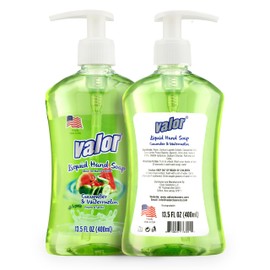 VALOR Moisturizing Liquid Hand Soap, |Hand soap| Suitable for All Skin Types, Delightful Cucumber & Watermelon Scent, 13.5 Fluid Ounces (Pack of 6)