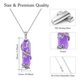 CUOKA MIRACLE Dragonfly Pendant Quartz Crystal Necklace 925 Sterling Silver Dragonfly Wrapped Healing Crystal Necklace Healing Chakra Mala Spiritual Necklace Quartz Jewelry, Sterling Silver, Quartz