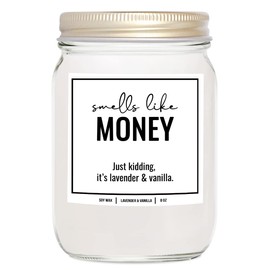 You Nique Designs Money Candles - Premium White Soy Candle for Home Scented, Cash Candle, 8 oz Lavender Candles for Women, Scented Gifts for Women, Men, Him, Her (Lavender & Vanilla)