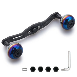 HEIGHTEN 130/120/110mm Reel Handle, Thickness 0.2 inch (4 mm), 1.5K Charcoal Fabric, Carbon, 1.2 inches (30 mm) Knob, Shimano Daiwa Abu (Abu) Universal Bait Reel Aurora Series (362)