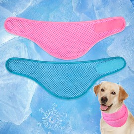 EXPAWLORER Dog Cooling Bandana - 2 Pack Instant Chill Out Pet Scarf Adjustable, Summer Outdoor Ice Neck Cooler, Prevent Sunstroke for Small Medium Large Breeds (Pink Blue, M)