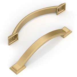 Amerdeco 10 Pack Champagne Bronze Cabinet Pulls 4 Inch(102mm) Hole Centers, Handles for Kitchen Cabinet Hardware, Arch Cabinet Handles for Bathroom Dresser Drawer Handles ZH0016…