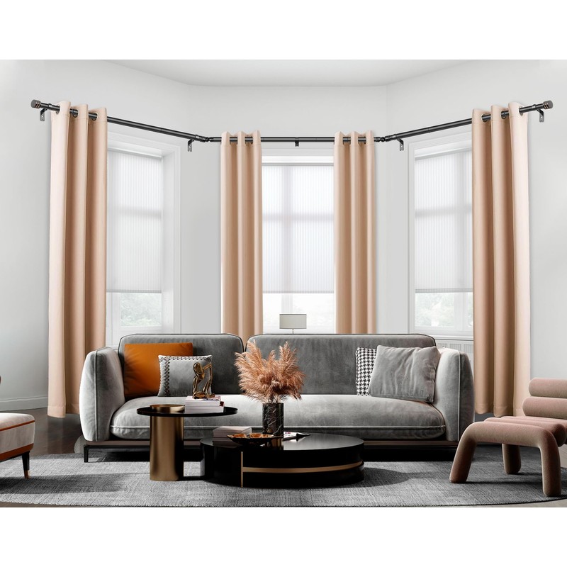 Bay Window Curtain Rods, HOTOZON 7/8 Inch Heavy Duty Curtain