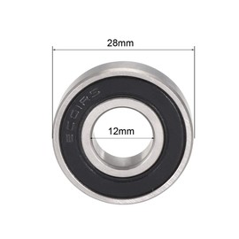 sourcing map Deep Groove Ball Bearing Double Sealed Chrome Bearing 12 x 28 x 8 mm 6001-2RS Pack of 2
