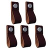 POFET 5pcs Handmade Leather Cabinet Door Handle Pulls Knob Dresser