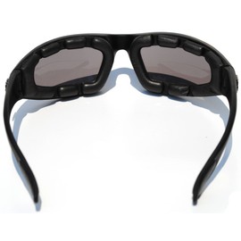Chopper Night Driving Riding Padded Motorcycle Glasses 011 Black Frame with Yellow Lenses (Black - Smoke Lens), Medium