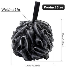 Pack of 2 Black Bath Sponge, Light Foaming Extra Large Soft Mesh, Shower Sponge for Body Scrub, Body Brush, Comfortable and Soft