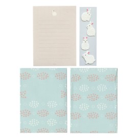 Midori 86638006 Letter Set with Stickers, 12 Stationery Notes, 4 Envelopes Included, Rabbit Pattern B