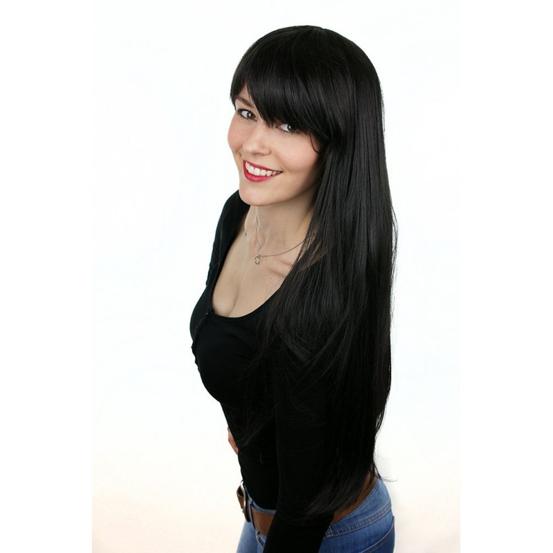 Prettyland Long Wig Straight Fringe Straight Hair Orange / Brown