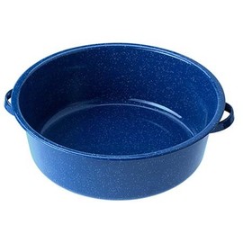 GSI Outdoors Enameled Steel Dish Pan Used as a Cooking and Dish Washing Bowl at Camp