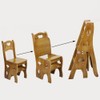 Wooden Folding Library Ladder Chair, 4-Storey Portable Multi-Function Step Stool,