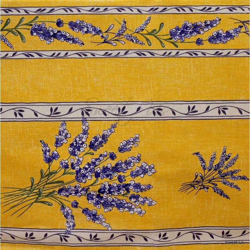 Royal Lavender Wipeable Tablecloth Spill Resistant Acryllic Coated, Floral Cotton
