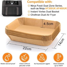 Air Fryer Liners for Ninja Dual Air Fryer ROTDAM 100PCS Disposable Air Fryer Parchment Paper Liners Food Grade Parchment Oil/Water Proof Air Fryer Accessories