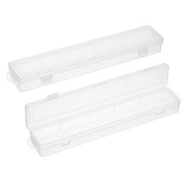 YOKIVE Art Supply Storage Organizer, 2 Pcs Art Tool Box Craft Box Art Supplies with Buckle for Brushes Paints Stamps, Transparent, 13.58 x 1.46 x 2.56 Inch