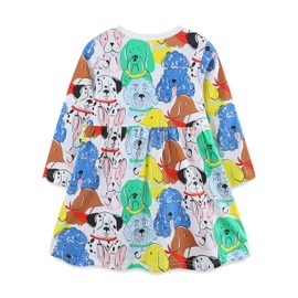 GOTHLETIC Toddler Girl Dresses Casual Dog Cartoon Applique Tunic Dress with Strip Pocket Girls Playwear Basic Shirt Party Dresses (1732-3T)
