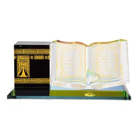 Muslim Crystal Gilded Kaaba Quran Model Kits Islamic Building Crystal Mosque Architecture Model Collectible Figurines Souvenirs Vehicle Decor for Home Table Decor