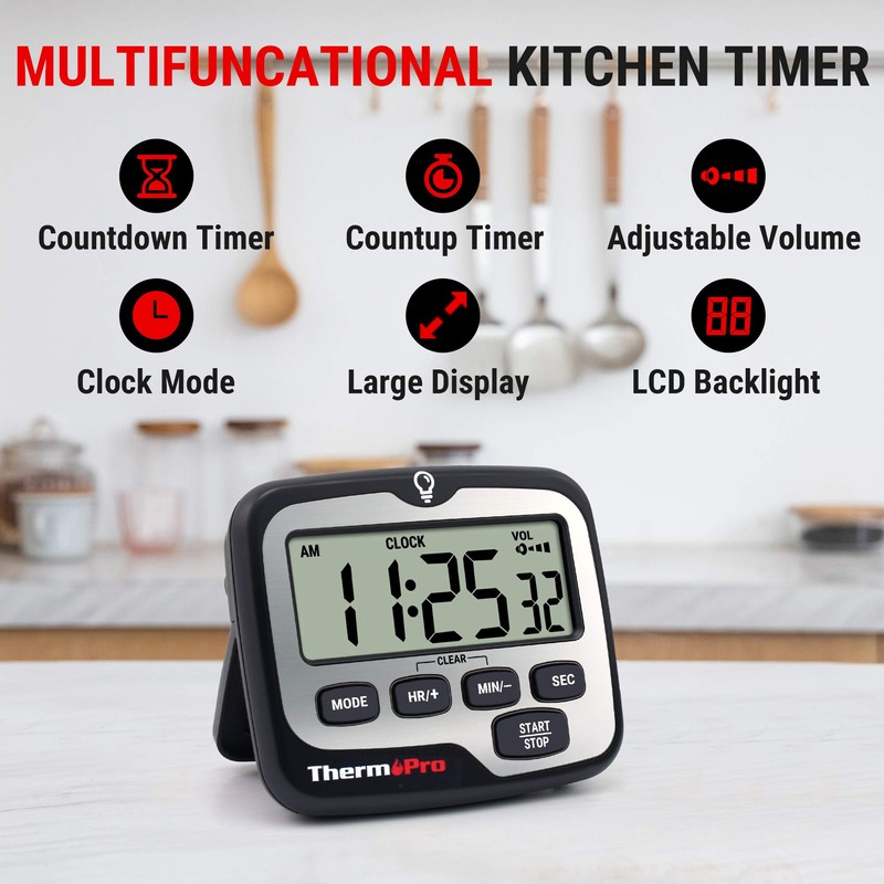 ThermoPro TM01 Kitchen Timers for Cooking with Count Up Countdown