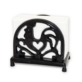 MINLUFUL Vintage Metal Napkin Holder, Heavy Cast Iron Napkin Holder Organizer for Kitchen Restaurant Home Décor, Black
