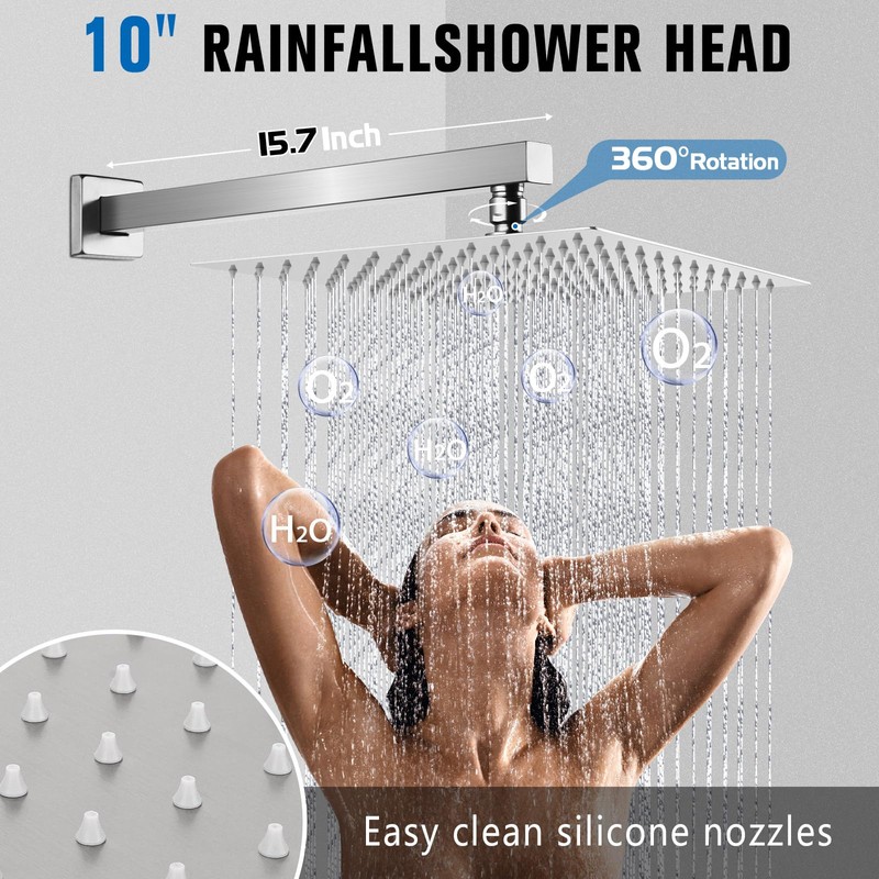 10 Inch Rainfall Shower System - Wall Mounted Complete Combo
