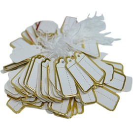 S.fields.inc 100pcs Mini Price Tag with String for Jewelry Jewelry Jewelry Accessories Jewelry Labels (Gold)