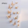 36Pcs Champagne 3D Butterfly Wall Stickers， Metallic Art Sticker ，Butterfly