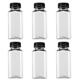 QXCFTW 6 PCS Juice Bottles,250ml Plastic Bottles, Plastic Bottles With Lids, Ideal for Milk, Empty Reusable Bottles for Mini Fridge, Juice, and Other Beverages