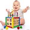 Wooden Activity Cube for Baby - 6 in-1 Baby Activity