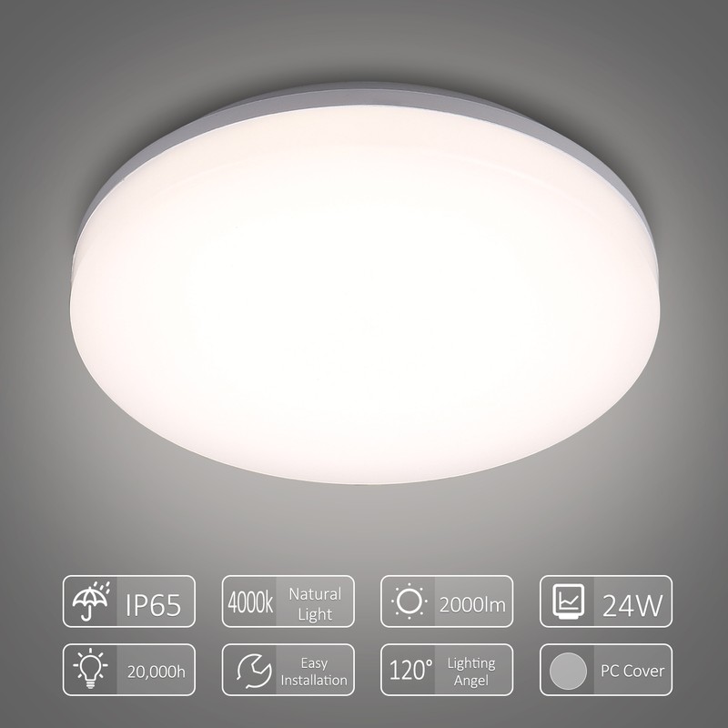 [通拓商品]Tomshine 100-265V 24W LED Ceiling Light IP65 Water-resistant 4000k Natural