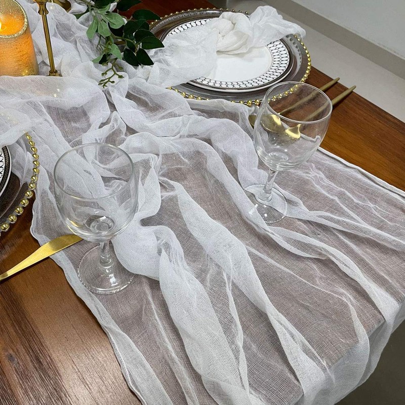 EH Linen Cheesecloth Gauze Table Runner,Wedding Decor Arch Draping,Gauze Event