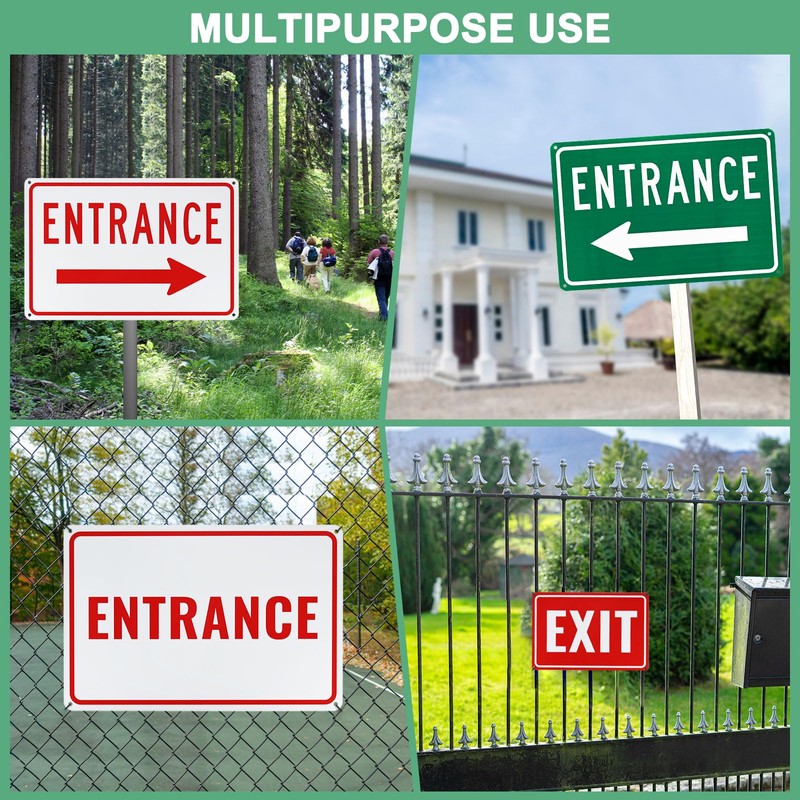 M METERXITY 1-Pack Exit Sign 12x8 Inch Aluminum Reflective Enter