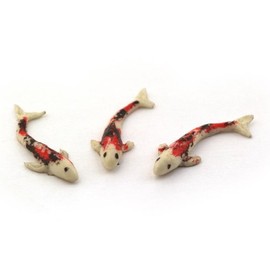 MyTinyWorld 2 x Dolls House Miniature Large Koi Carp White,Red and Blacks
