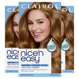 Clairol Nice 'n Easy Permanent Hair Color, 6.5G Lightest Golden Brown, 3 Count