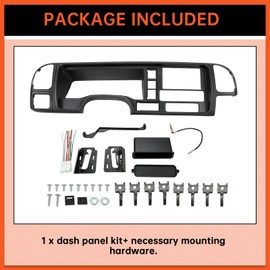 ECOTRIC Double Din Dash Panel Compatible with 1995-2002 GMC Truck SUV Radio Stereo Wire Harness Trim Bezel Panel Kit