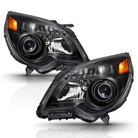 ACANII - For [Halogen Model] 2010-2015 Chevy Equinox Black Housing Projector Headlights Headlamps Driver+Passenger Side