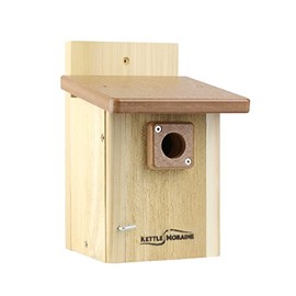Kettle Moraine Cedar Nest Box with Recycled Roof for Wrens & Chickadees (9122 Choc)