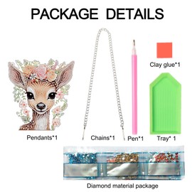 Deer Princess Diamond Painting Hanging Pendant Set – DIY Acrylic Gemstone Art Board Kit with Special Shaped Crystal Diamonds, Wall Door Decoration for Home, Cute Animal Theme Craft Gift for Adults