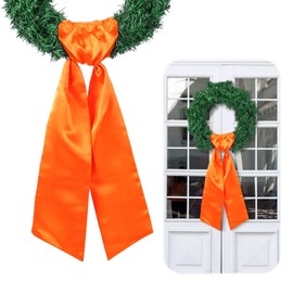 VitalCozy Wreath Sash for Front Door Blank Satin Wreath Sash for Embroidery Monogram Plain Wreath Sash Wreath Accessories for Xmas Party Yard Doorway Indoor Outdoor Wall(4.5'' X 56'',Orange)