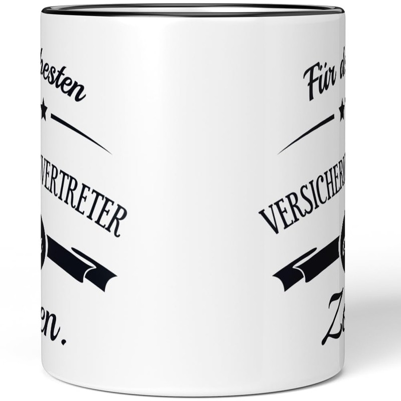 JUNIWORDS Tasse, Für den besten Versicherungsvertreter aller Zeiten, Schwarz (6106290)