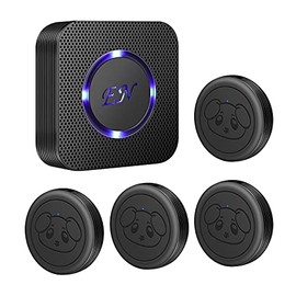 EverNary Dog Door Bell Wireless Doggie Doorbells for Potty Training with Warterproof Touch Button Dog Bells Included Receiver and Transmitters (1 Receiver + 4 Transmitters)