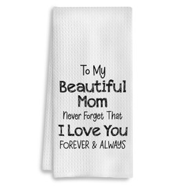COWEB Mom Gifts Kitchen Towels, Mother's Day Birthday Gifts for Mother from Kids Daughters Sons Dish Tea Towels for Kitchen, I Love You Mom Gifts Hand Towels for Bathroom Decor, 16x24 Inch