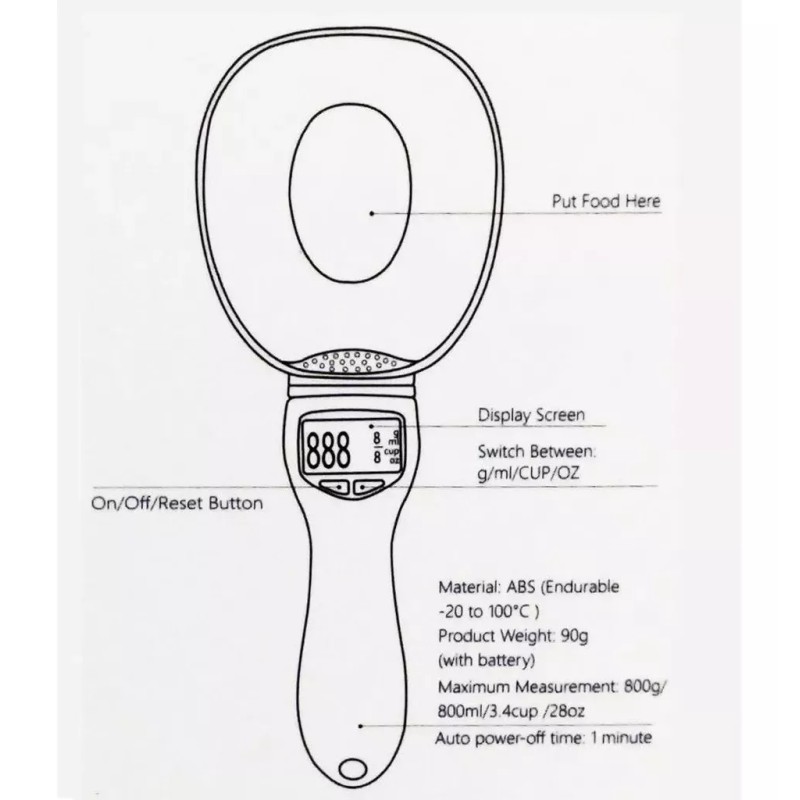 Misorel Bascula Digital Medida Cuchara Gramos Cocina Alimento Grande