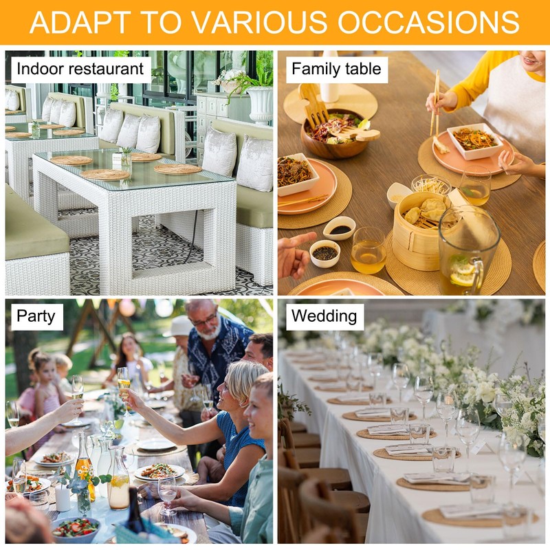 HARFINGTON 4pcs Oval Braided Placemats 20" Non-Slip Oval Table Mats