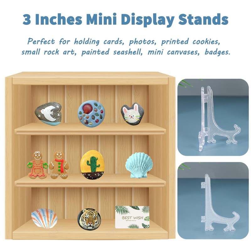 Artliving 3 Inch Clear Plastic Easels or Stand/Plate Holders to