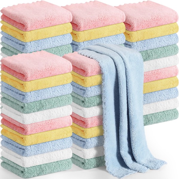 Mixweer 50 Pack Baby Burp Cloths Bulk 20 x 10 Inch Absorbent Muslin Burp Cloths Microfiber Baby Washcloths for Babies Soft Burp Rags Burping Cloths for Newborn Infant Toddler Bath Essentials, 5 Colors