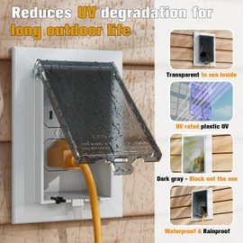 3Pcs Recessed Outlet Box Cover, DBVC-1 Replacement Cover, UV Rated, Weather-Proof, Type 3r Enclosure Cover Compatible with DBVR/DBVS/DBVM Series, 60VC, and Other Outlet Box.
