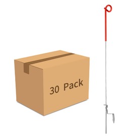 FENSMILE Fence Shock 41 Inches Systems Pig Tail Step-in Fence Post, Stainless Steel for Garden and Farm, Portable Fence Ideal for Electric Fencing - Pack of 30 Red