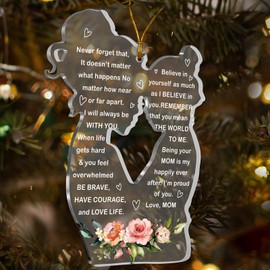 Thank You Daughter Gifts to My Daughter from Mom Christmas Tree Hanging Ornament Mother and Daughter Acrylic Decoration Hug Sign with Velvet Gift Bag Birthday Xmas Inspirational Gifts Ideas