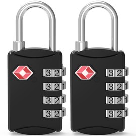 Diyife TSA Luggage Locks, [Updated Version] Pack of 2 4-Digit Combination Locks Code Lock, High-Strength Zinc Alloy Security Lock for Travel Suitcase, Backpack Black