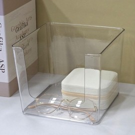 Small Transparent Square Desk Organizer for Cosmetics and Accessories Multi-purpose